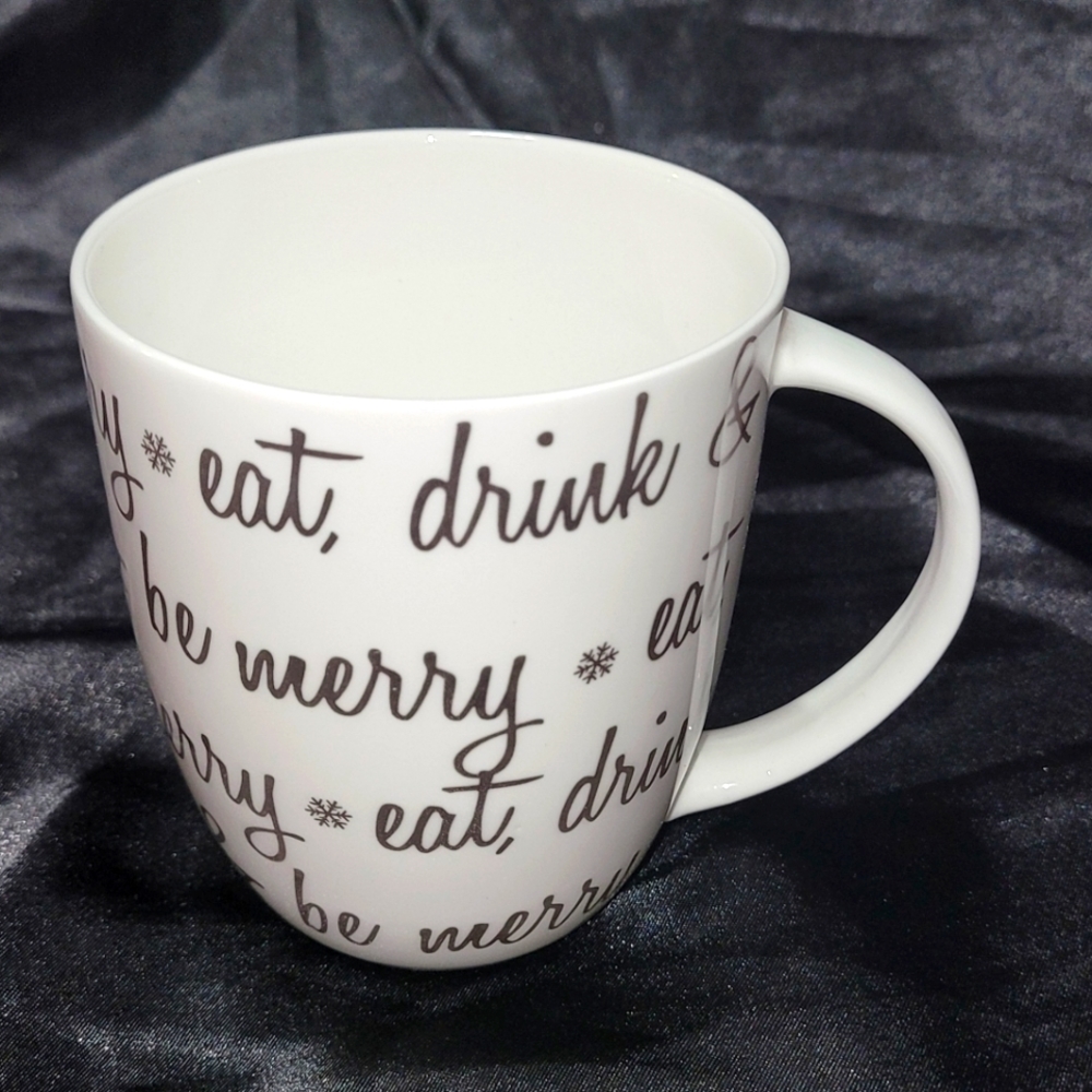 Eat, Drink & Be Merry Coffee Mug~Elite Gibson~Christmas Cup~Tea~Hot Chocolate